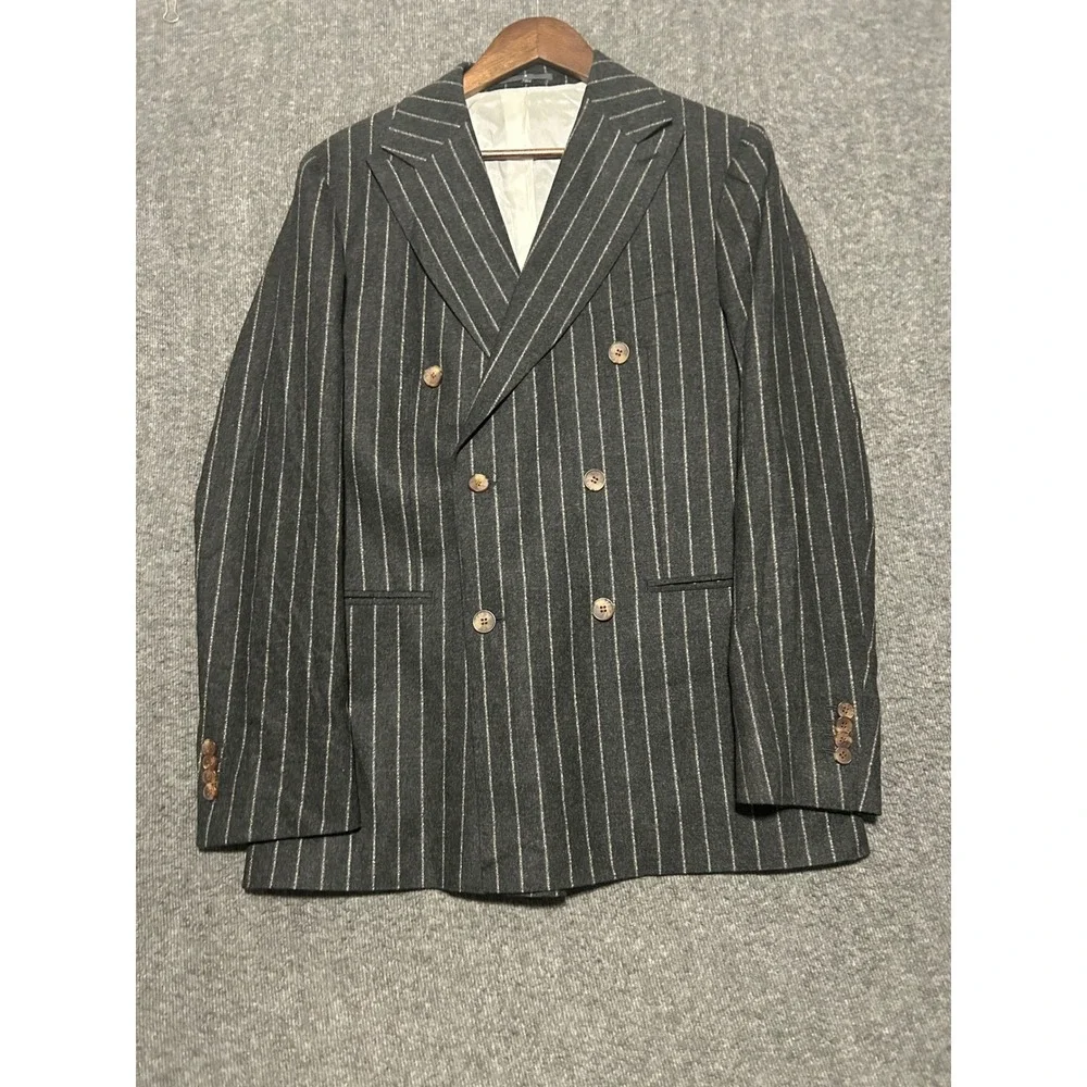 Suitsupply double breasted pinstriped gray carlo barbera pure wool size 40r